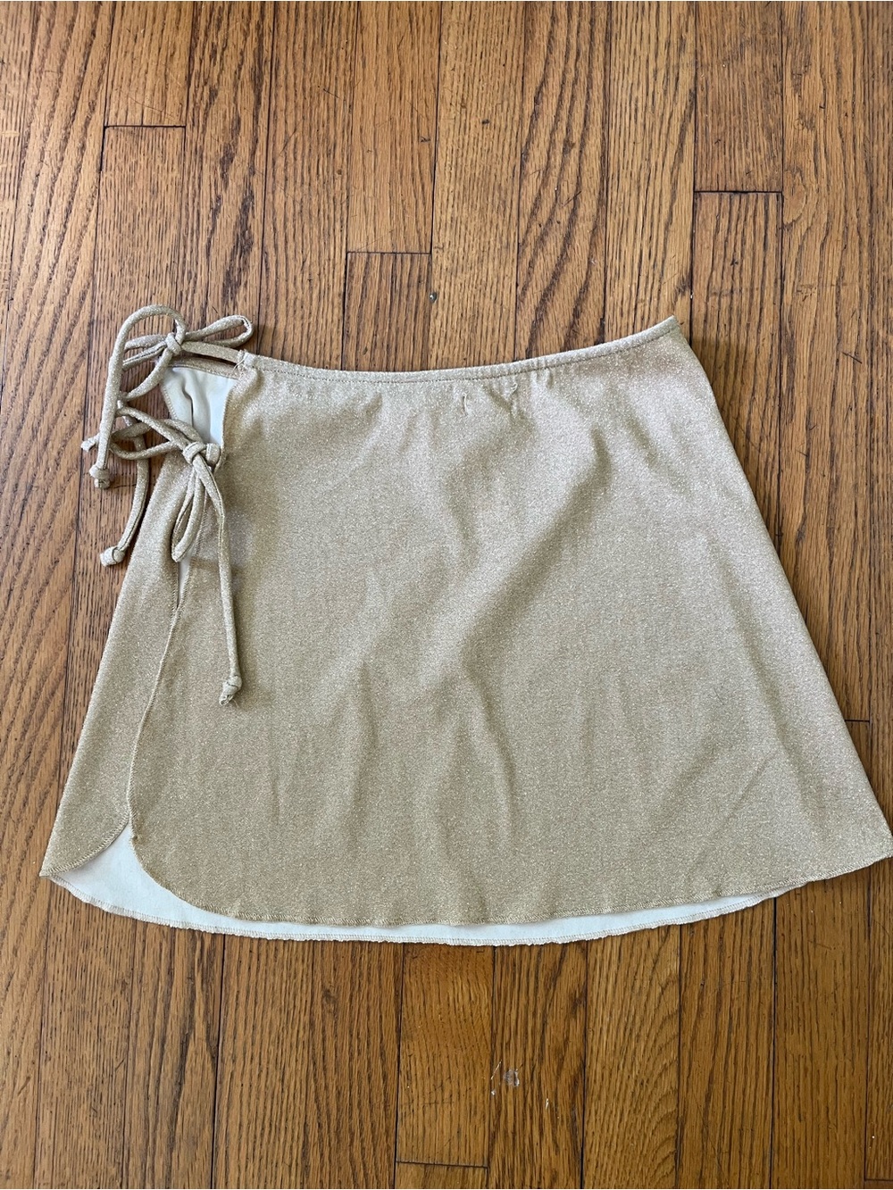 aerie Gold Shimmer Side-Tie Skater Skirt
